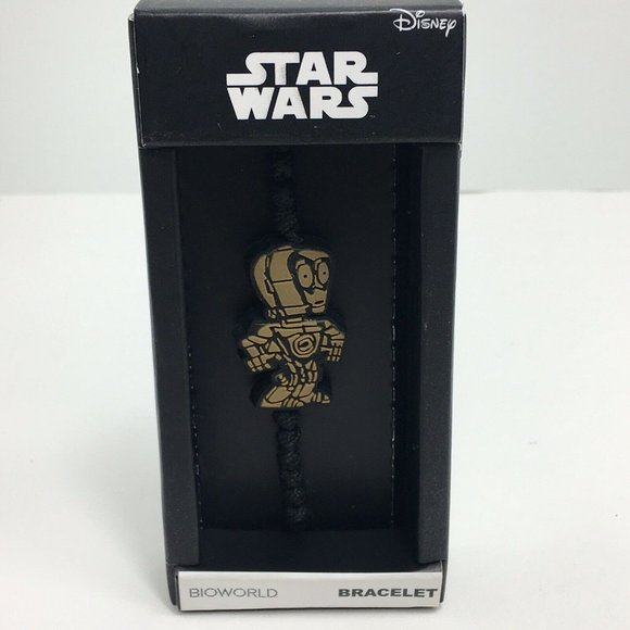 Star Wars C-3PO Bracelet Adjustable Bioworld Disney Lucas Films Black Cord New - Picture 11 of 12